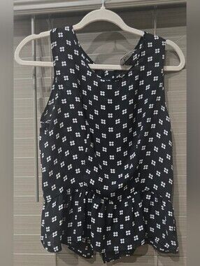 Black Floral Print Peplum Camisole